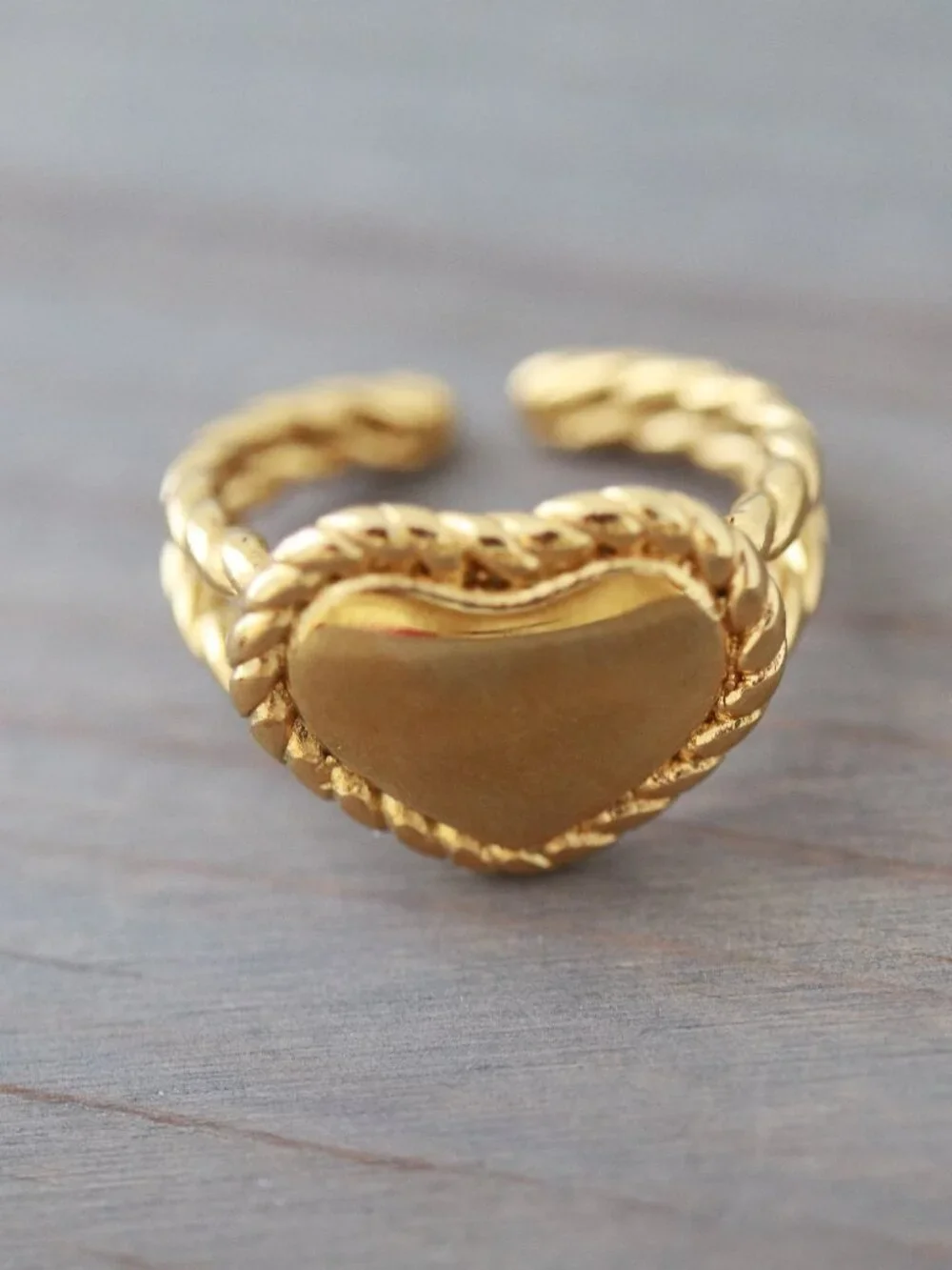 Heart Shape Cuff Ring 18k Gold Plated Stainless Steel